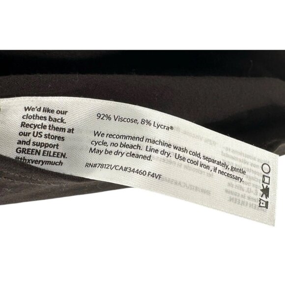 Eileen Fisher Dress Black M Medium Pleated Bib Washable A Line Stretch - Picture 10 of 10